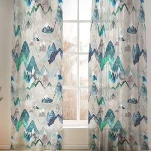 Cortinas coloridas de água de montanha para berçário ou quarto infantil personalizadas e feitas à mão só para você, explore agora!