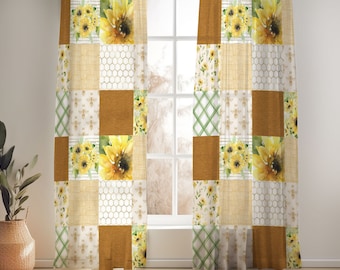 Summer Sunflower Patchwork Curtains for Nursery or Children's Bedroom Custom and Hand Made Just for You, Explore Now!