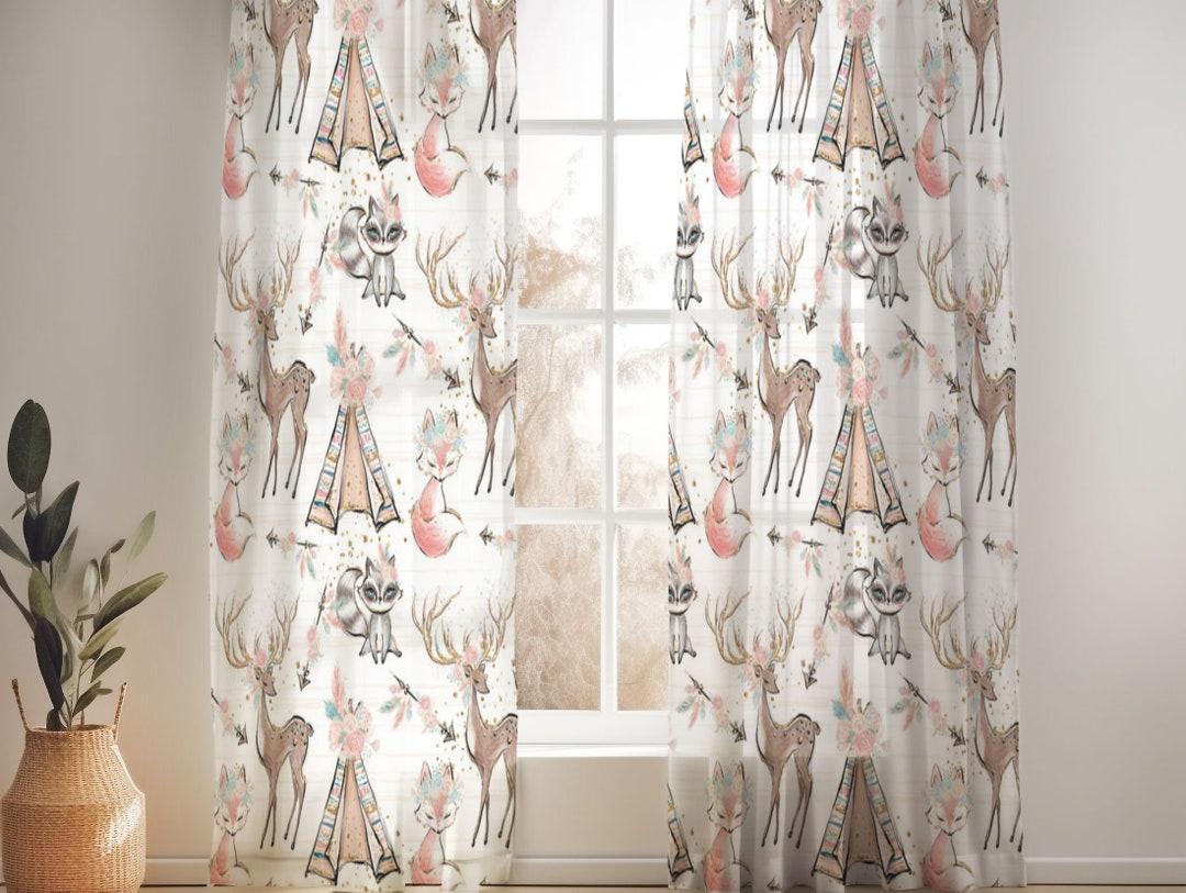 Woodland Curtains for Nursery or Children's Bedroom Custom and Hand