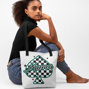 Chic Mama Einkaufstasche - Stilvolle Einkaufstasche, perfektes Geschenk für Mütter, Muttertag, Lebensmittelgeschäft, Strand, umweltfreundlich, trendy, karierte Herztasche