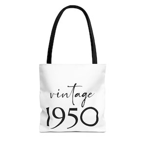 Vintage 1950 Tote Bag | Retro Shopping Bag, Birthday Gift, Nostalgia Lover&#39;s Accessory, Reusable Grocery Tote, Stylish Everyday Carryall