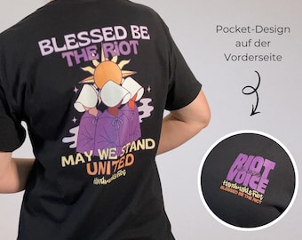 Feminismus T-Shirt Backprint, HandmaidsRiot Soli-Kollektion, Statement Shirt für intersektionalen Queerfeminismus und Aktivismus, unisex