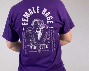 Female Rage Riot Club *Lila Edition*, Feminismus T-Shirt mit Backprint, ein Statement Shirt für Frauenrechte, unisex