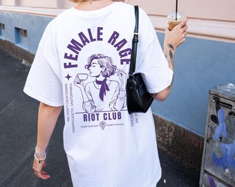 Female Rage Riot Club *Lila Edition*, Feminismus T-Shirt mit Backprint, ein Statement Shirt für Frauenrechte, unisex