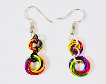 Rainbow Mobis Chainmaille Earrings