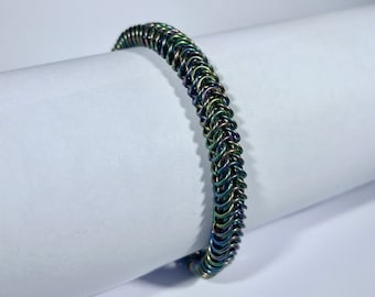 Rainbow Niobium Box ChainMaille Bracelet