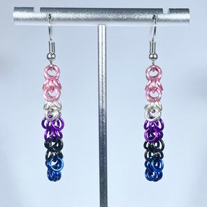 Genderfluid Pride Snaggly Weave ChainMaille Earrings