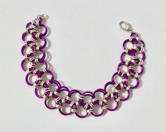 Purple ChainMaille Reversible Japanese Lace Bracelet