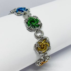 Rainbow Swirls Chainmaille Weave Bracelet