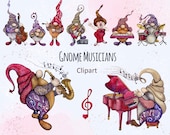 Watercolor Gnome png, Music Clipart, Guitar png, Nordic Gnome, Drum Set Clipart, Sublimation Graphics, Music png, Gnomes Clipart, Rock, Jazz