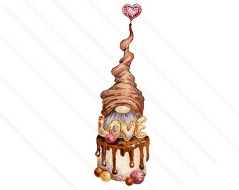 Download Art Collectibles Clip Art Baking Clipart Menu Printable Design Nordic Gnome Bakery Candy Shop Watercolor Gnome Sublimation Png Kitchen Donut Png Cake Cafe