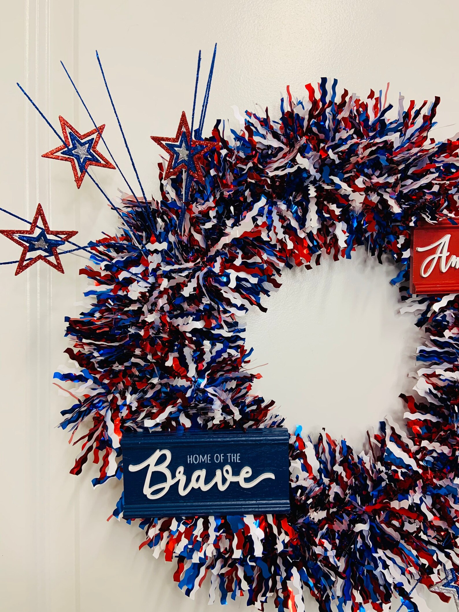 Patriotic Tinsel Wreath Etsy