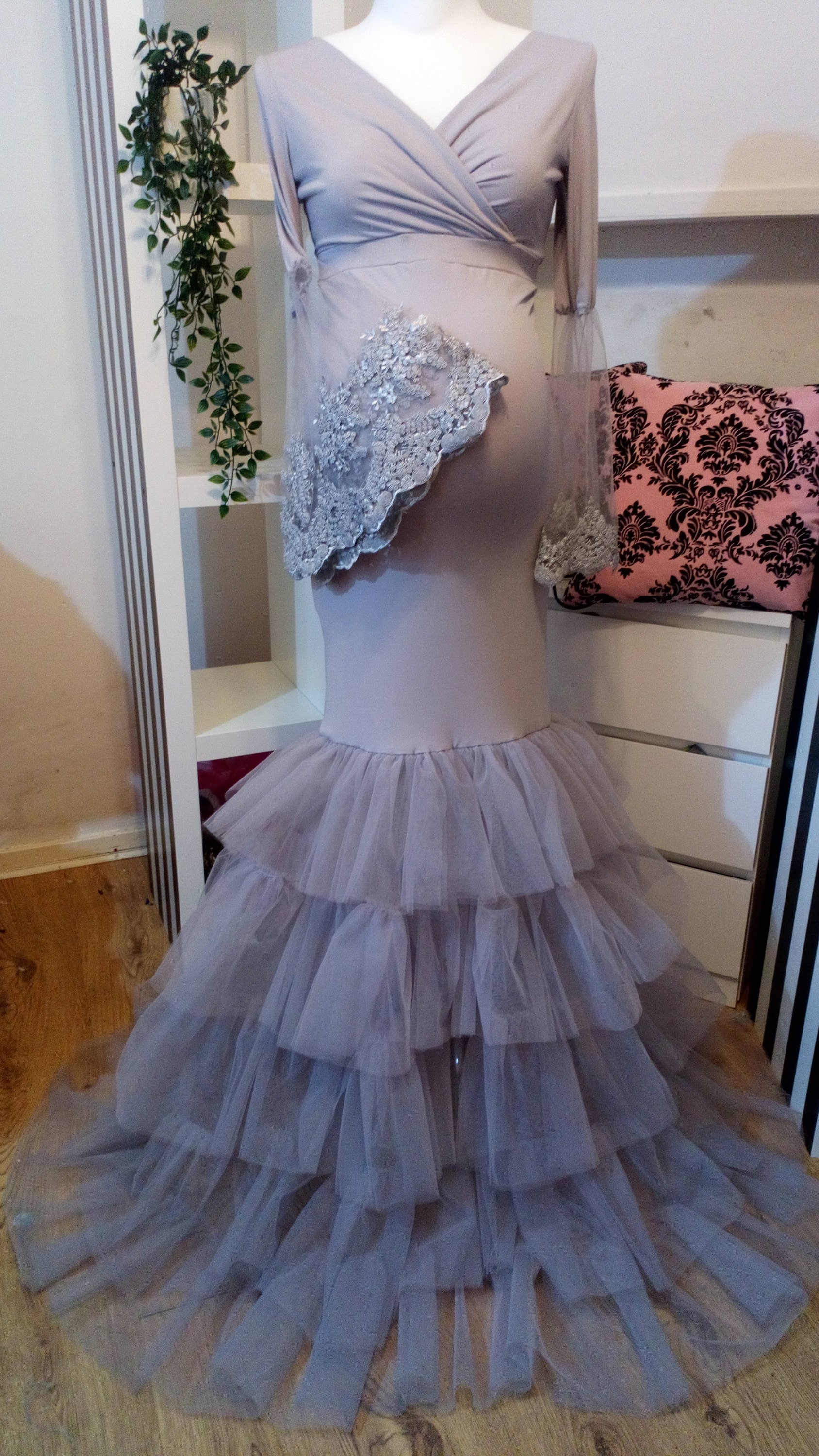 A Maternity Grey Dress selena Etsy UK