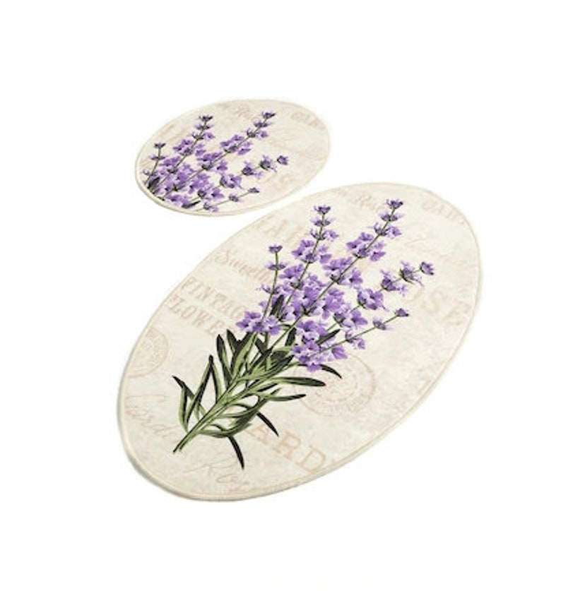 Set Of 2 Premier Rugs By Cansun Lavender Themed Bath Rug Etsy