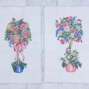 Set of 2 Flowers Finished Cross Stitch