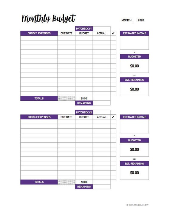 Bi weekly budget template 2021 etsy