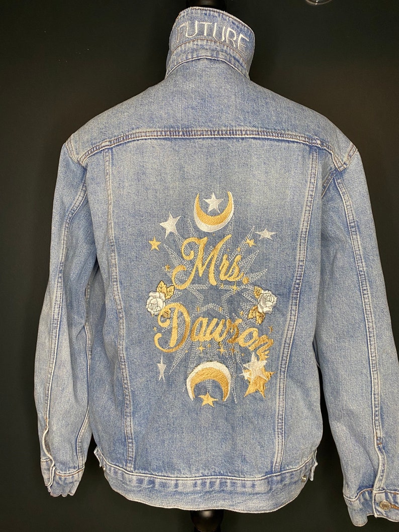 Mrs. Jean Jacket Custom with Your Name. Embroidered Denim Etsy