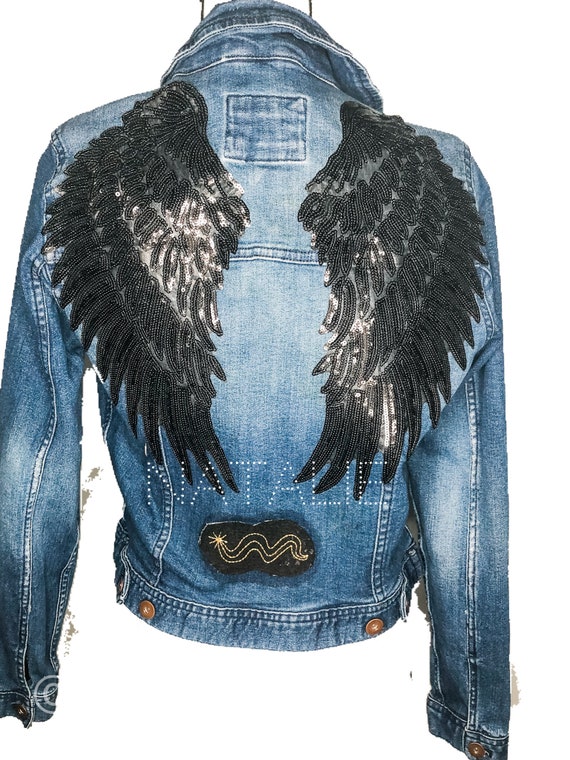 angel wings denim jacket