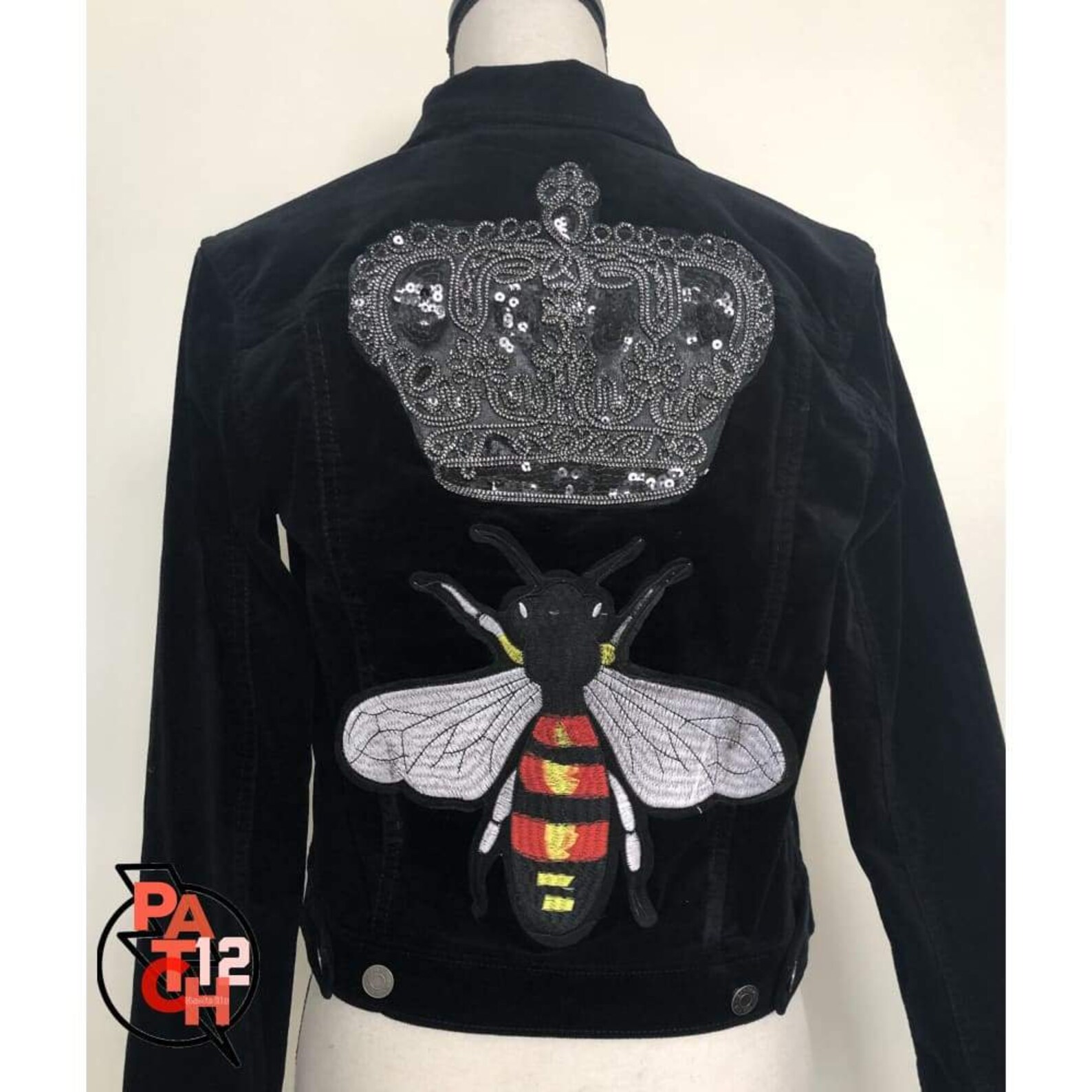 QUEEN BEE Black Velvet Jacket. Patch Jacket. Statement Jacket. Etsy