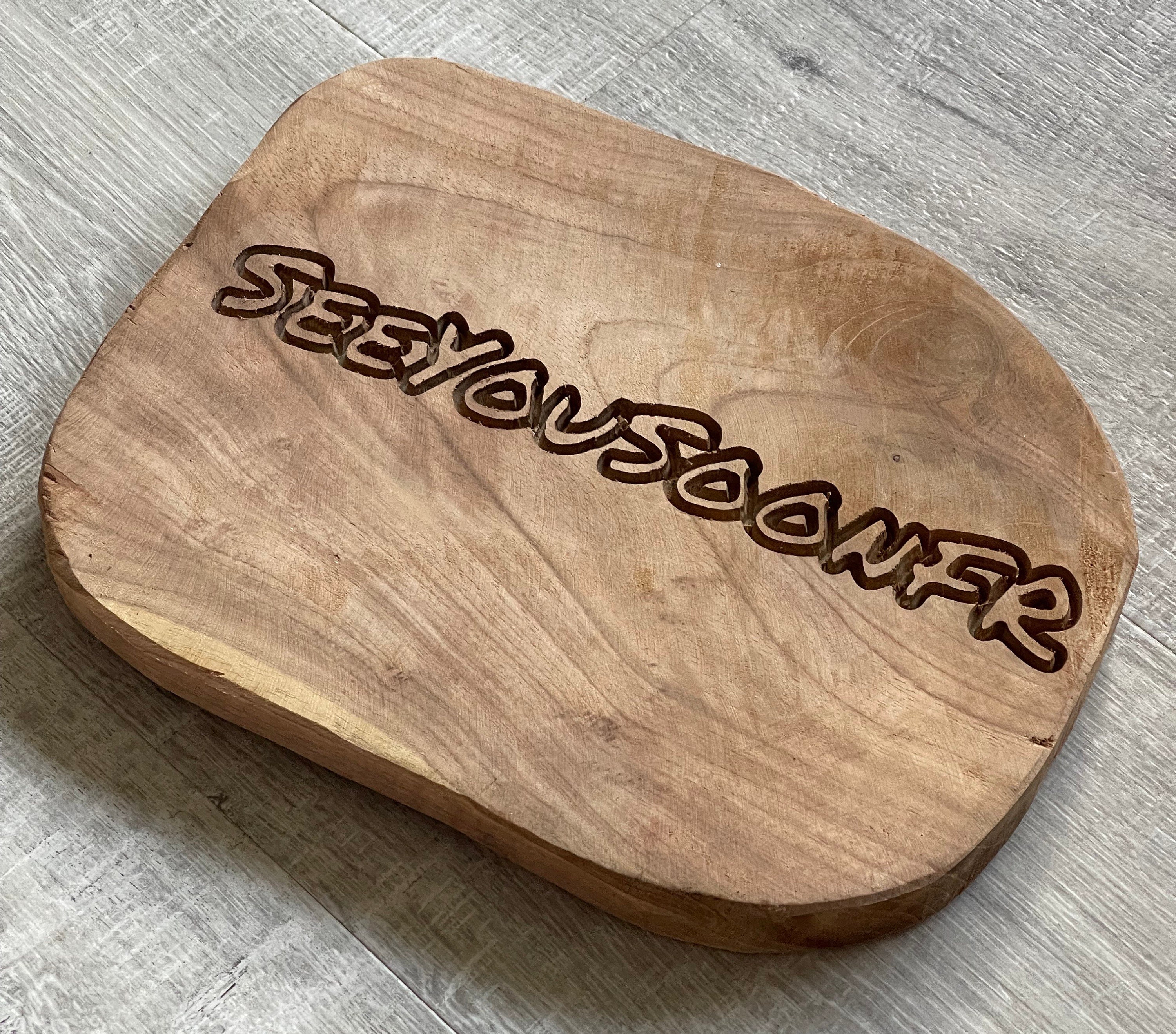 Plateau en Bois Brut Personnalisable | Prénom, Nom, Citation