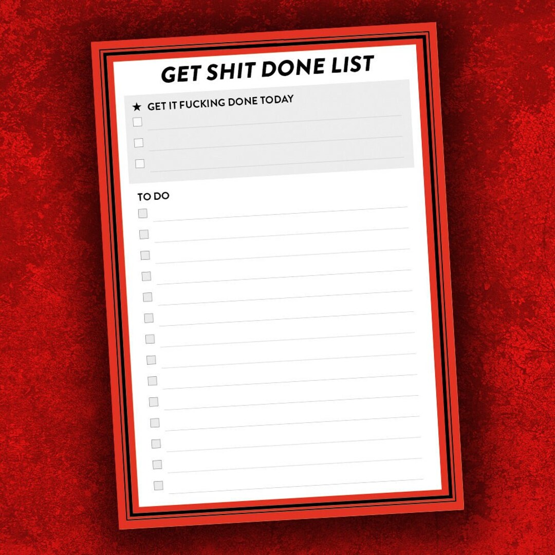 Get Shit Done List PDF A4 Printable List - Etsy