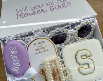 Personalized Flower Girl Proposal Gift Box – Purple Themed
