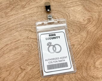 Personalized Ring Security ID Badge - Ring Bearer Wedding Accessory