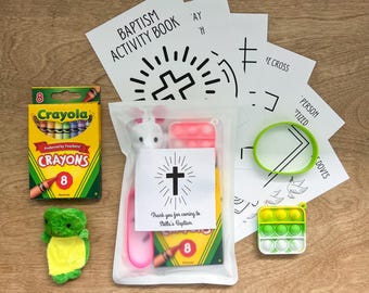 Personalized Baptism Activity Pack – Coloring Book, Crayons & Fidget Toys