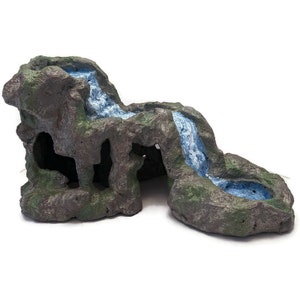 Waterfall Reptile Hide, Lizard, Snake Basking Platform, Hide, Faux Stone Cave, Reptile Habitat Accessories