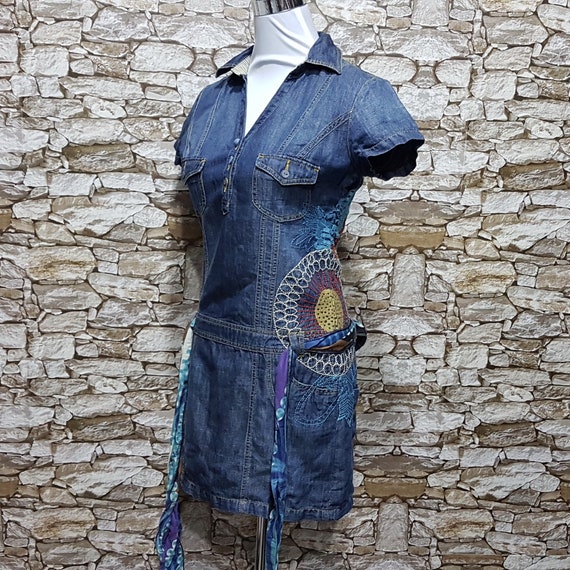 vintage Desigual Floral boho hippie jean dresses b