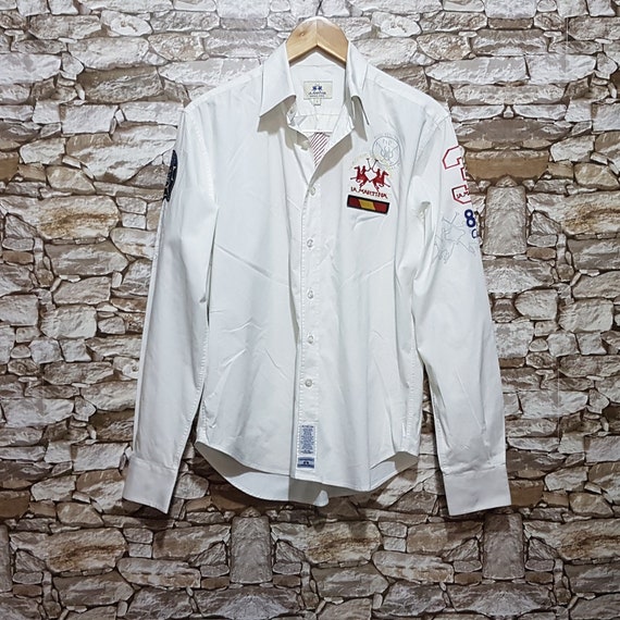 Camisa blanca vintage LA MARTINA talla hombre: L/ropa vintage Etsy España