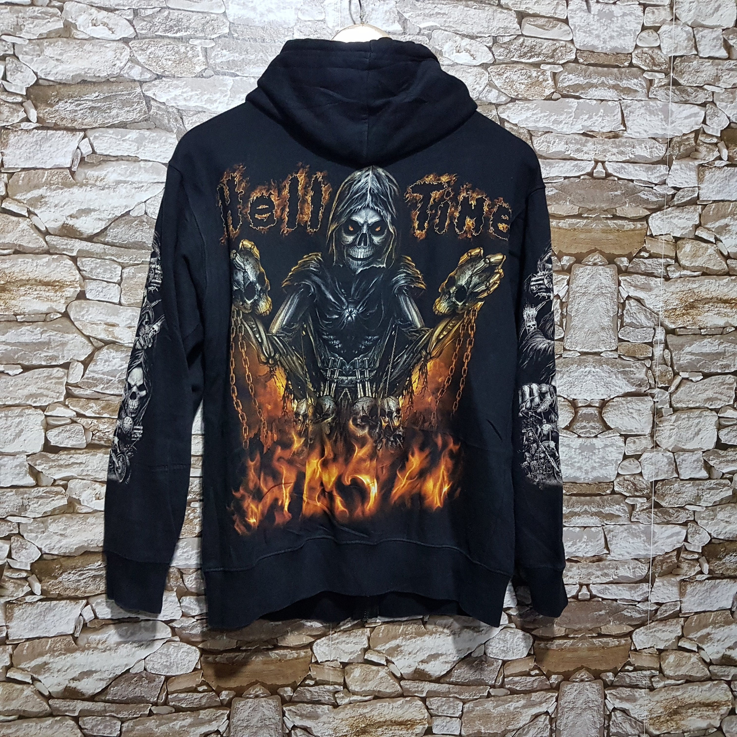 Vintage 90s Wild Zipper Hoodie Hell Time Sweatshirt Pullover - Etsy
