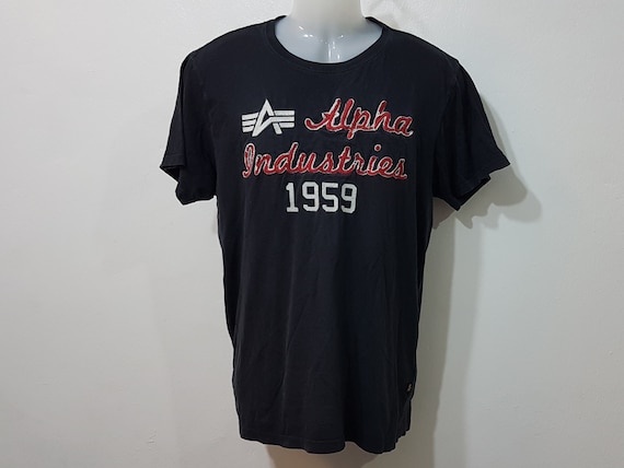 vintage 90s alpha industries shirt black men size: