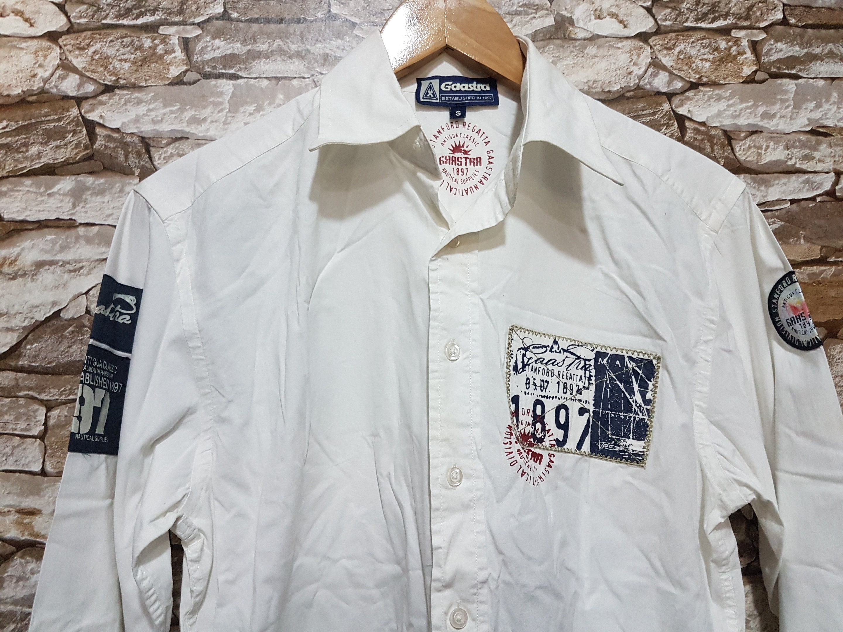 Vintage white Classic Shirt men slim line size: Etsy 日本