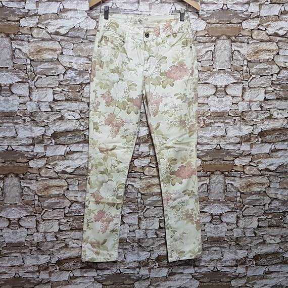 Vintage Floral cigarette trousers jeans pant Women
