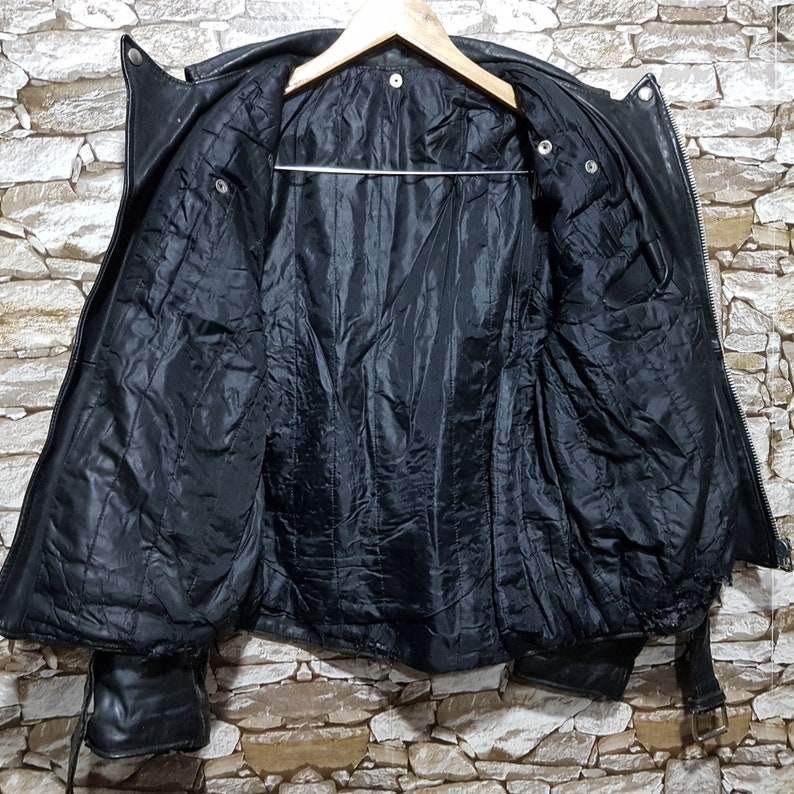 Vintage 90s Distressed Biker Leather Jacket Windbreaker Men - Etsy