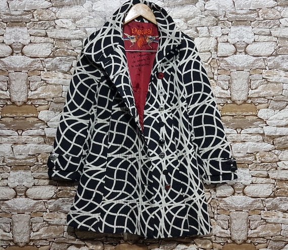 Vintage Desigual multi color Boho hippie trench co