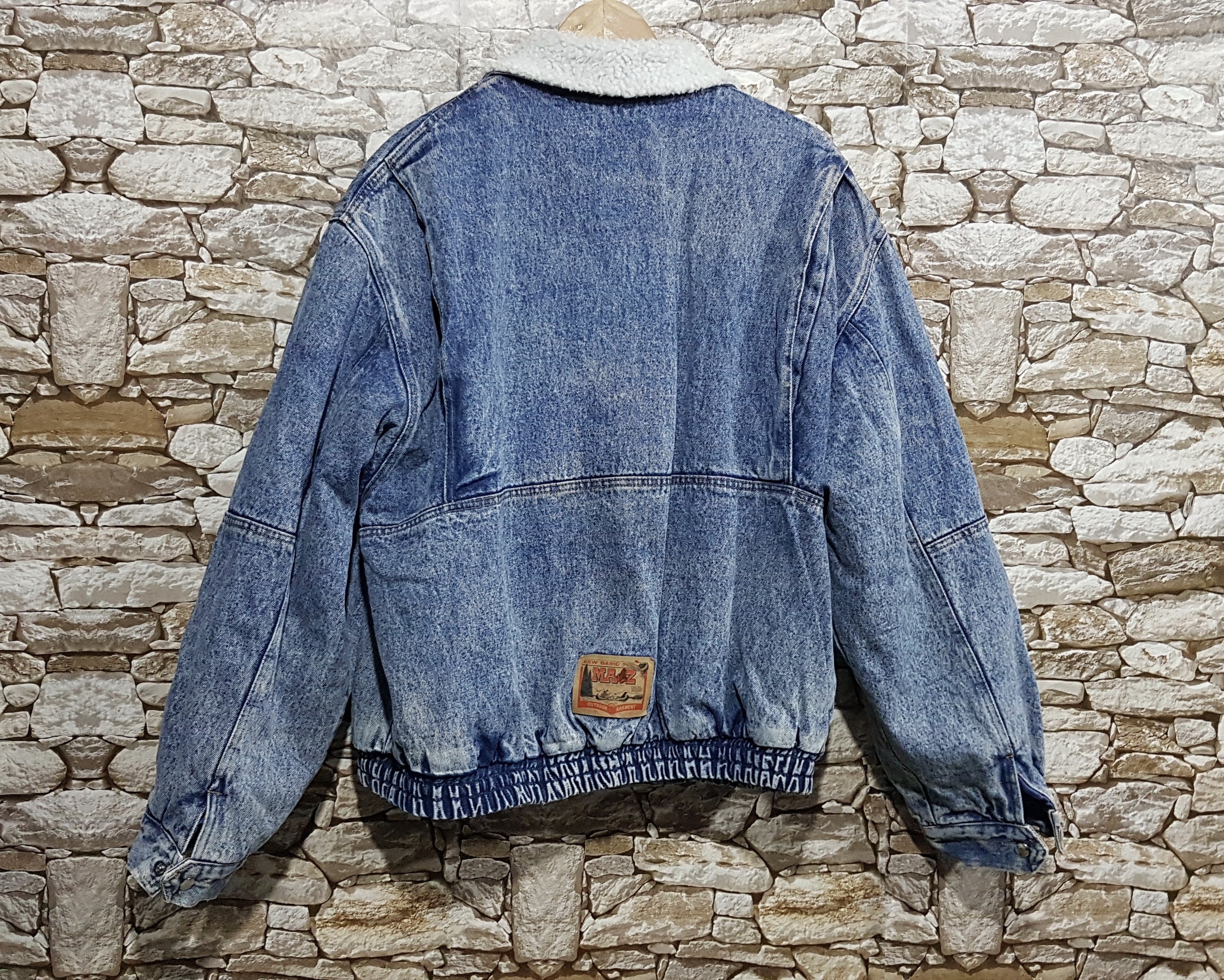 Vintage 90s MAIZ Sherpa Jean Jacket Windbreaker Men Size: - Etsy