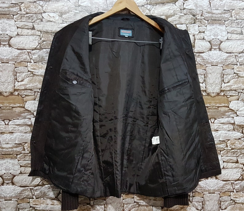 Vintage 90s Leather Jacket Windbreaker Brown Men Size: L/old - Etsy