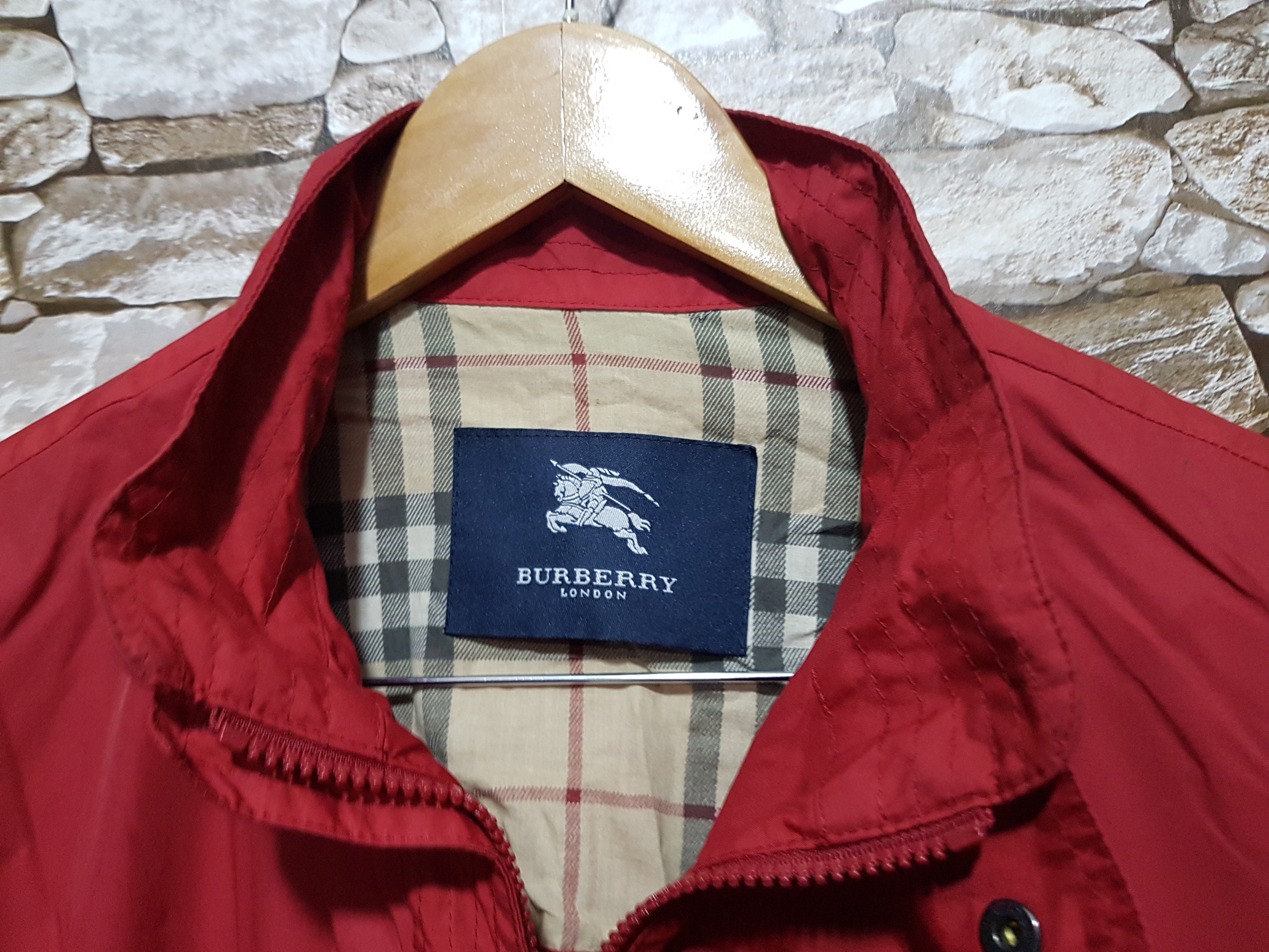 Vintage Burberry jacket windbreaker red men size 54/XL / old Etsy