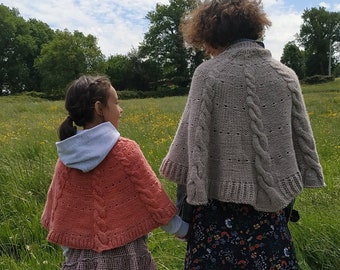 Rising Shawl, two-needle pattern, downloadable knitting shawl instructions in Spanish and English