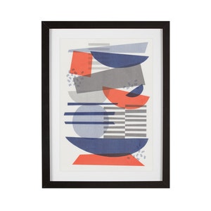 Geo Abstract - Contemporary, Abstract, Geometric, Retro, Risograph print, Wall art print, 29.7cm x 42cm (A3).