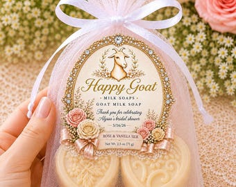 Bridal Shower Goat Milk Soap Favors | Rose Vanilla Scent | Set of 2 Mini Soaps | Assorted Heart Shapes