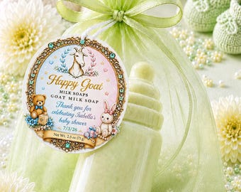 Green Baby Shower Goat Milk Soap Favor | Baby Powder Scent | 2.5 oz Single Soap | Assorted Baby Shapes
