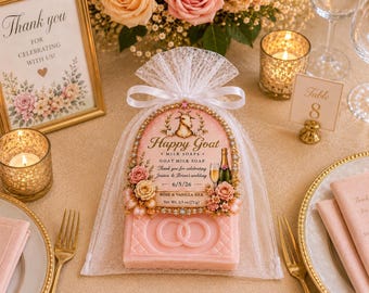 Wedding Goat Milk Soap Favor | Champagne Rose Scent | 2.5 oz Single Soap