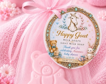Pink Baby Shower Goat Milk Soap Favor | Baby Powder Scent | 2.5 oz Single Soap |Assorted Baby Shapes
