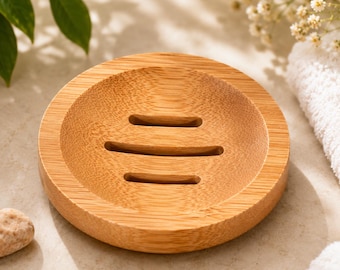 Natural Bamboo Soap Dish | Eco-Friendly Soap Holder | Wooden Soap Tray | Bathroom Accessory | Soap Saver | Sustainable Bath Gift