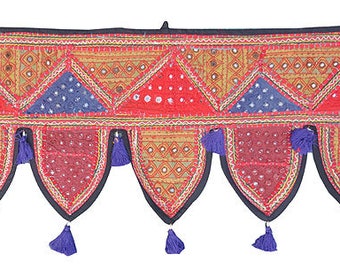 Indian Ethnic Boho Wall Hanging Door Hanging Bohemian Wall Decor,door valance,gypsy door frame, Hippie Wall Hanging (Size: 14 X 39 Inches)