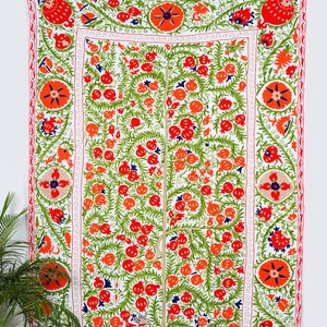 Cotton Suzani Throw Blanket Hand Embroidery Bed sheet Bedspread Suzani Embroidery, Uzbek Suzani,  Suzani Wall Hanging , Assorted .