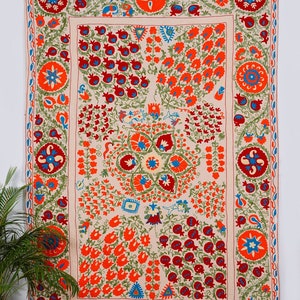 Cotton Suzani Throw Blanket Hand Embroidery Bed sheet Bedspread Suzani Embroidery, Uzbek Suzani,  Suzani Wall Hanging , Assorted .